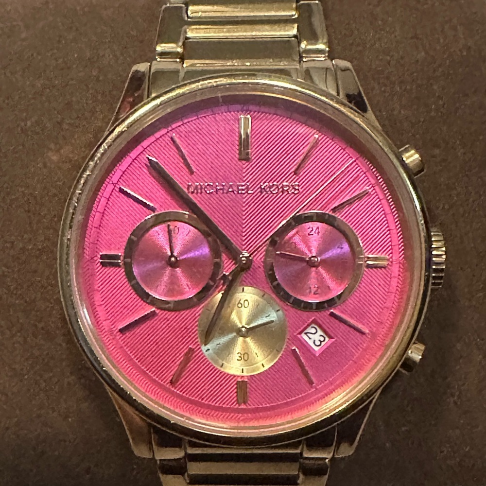 Michael Kors Pink and Gold Watch.